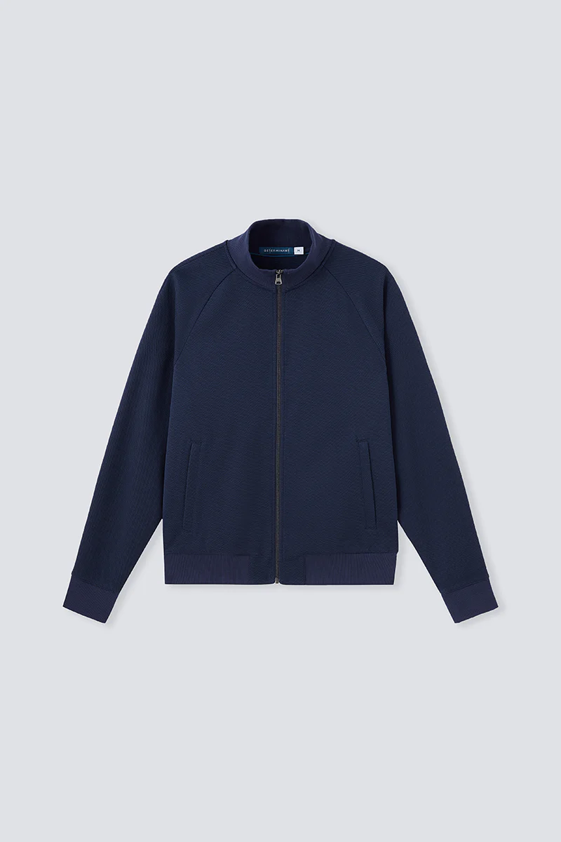 CottonSTRETCH Stand Collar Knit Jacket | Navy NNY096 - Image 9