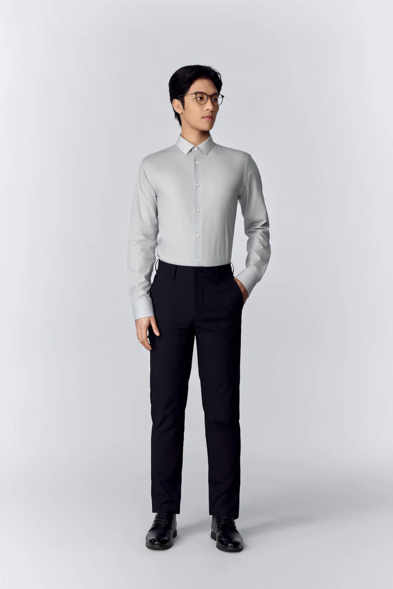 CottonSTRETCH Twill Dress Shirt | Pale Grey 13141N - Image 2
