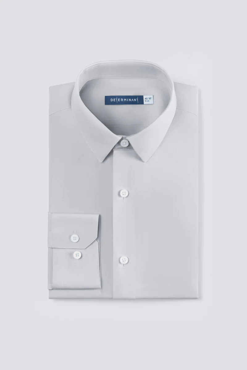 CottonSTRETCH Twill Dress Shirt | Pale Grey 13141N - Image 3