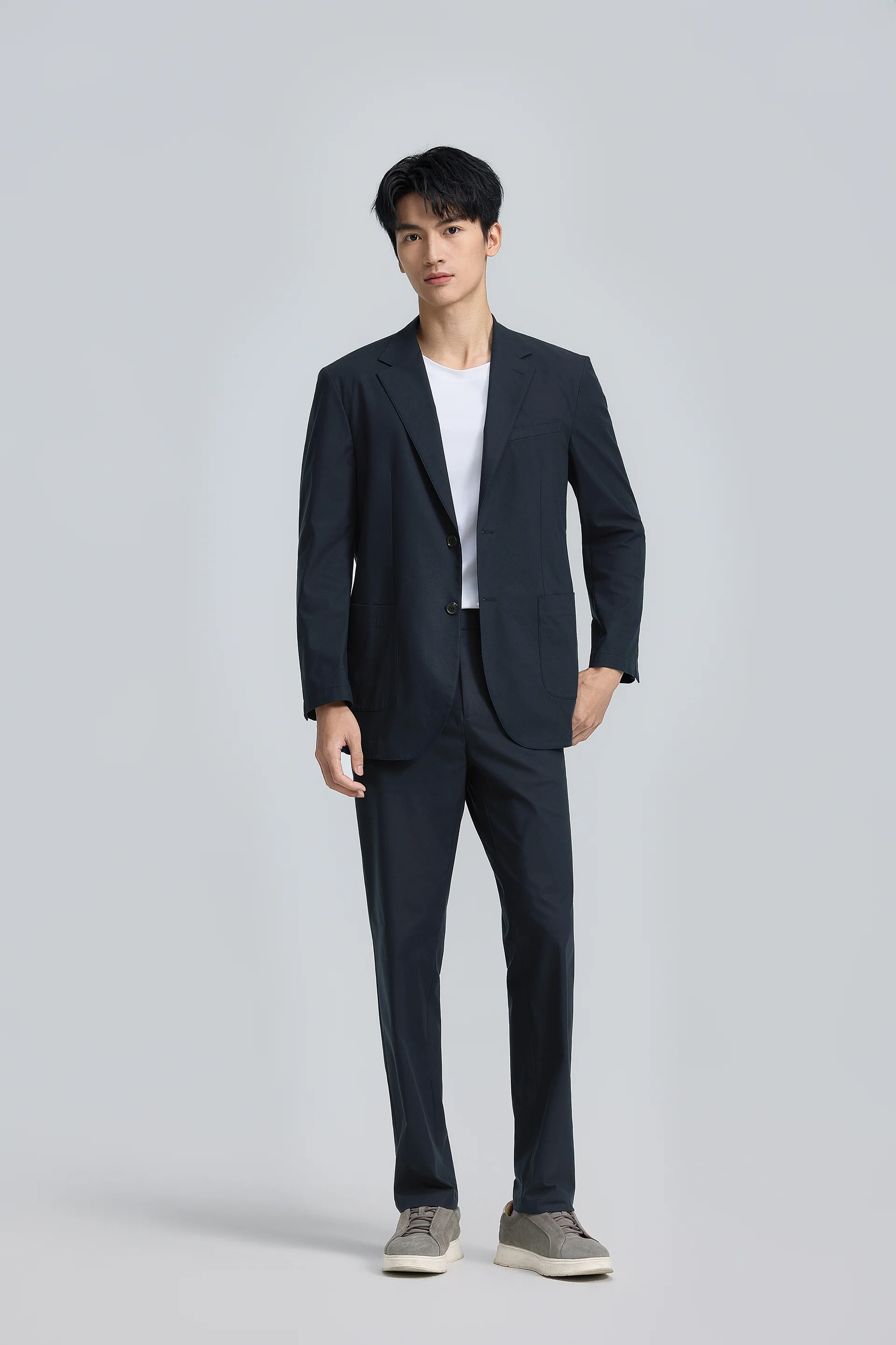 CottonSTRETCH Unstructured Woven Blazer | Navy 3492KP - Image 3