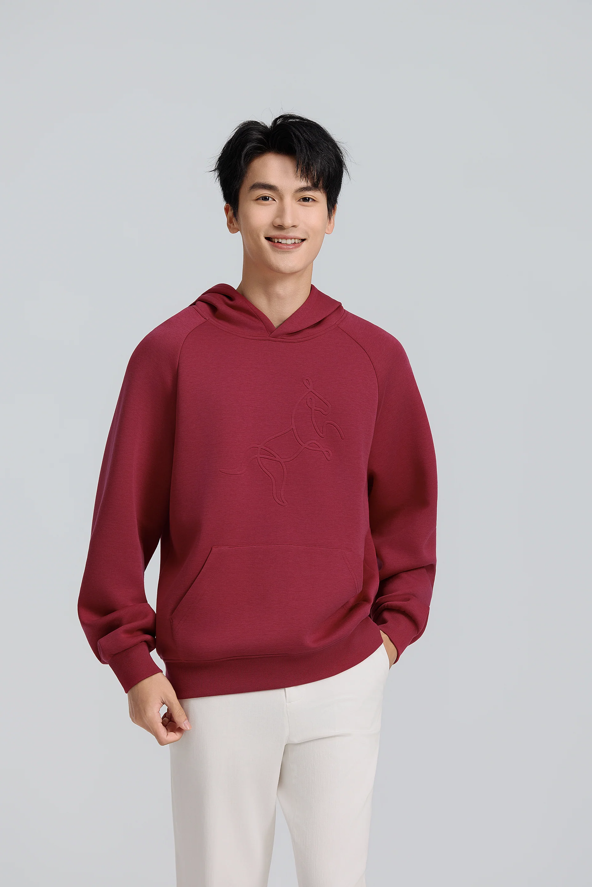CottonSTRETCH Year of the Horse Hoodie | Burgundy RDE167 - Image 10