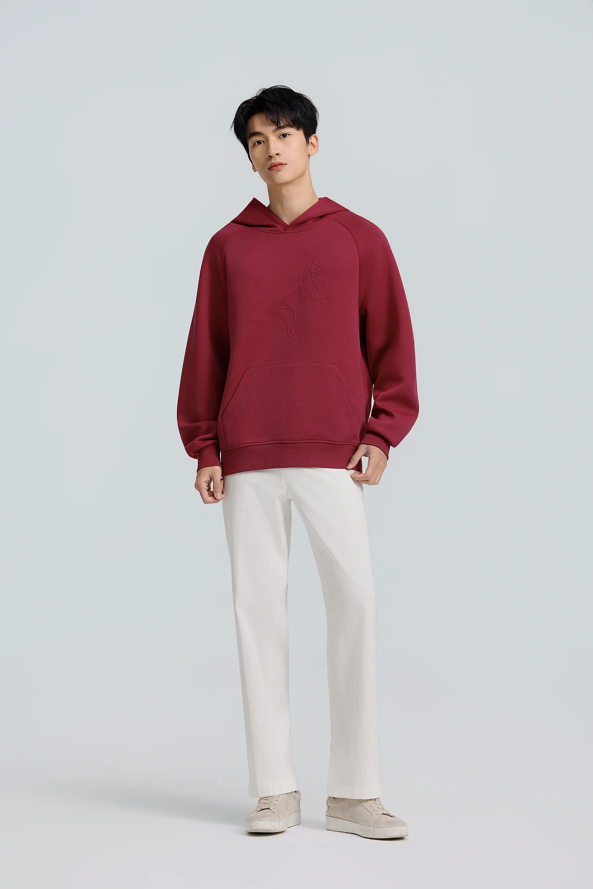 CottonSTRETCH Year of the Horse Hoodie | Burgundy RDE167 - Image 8