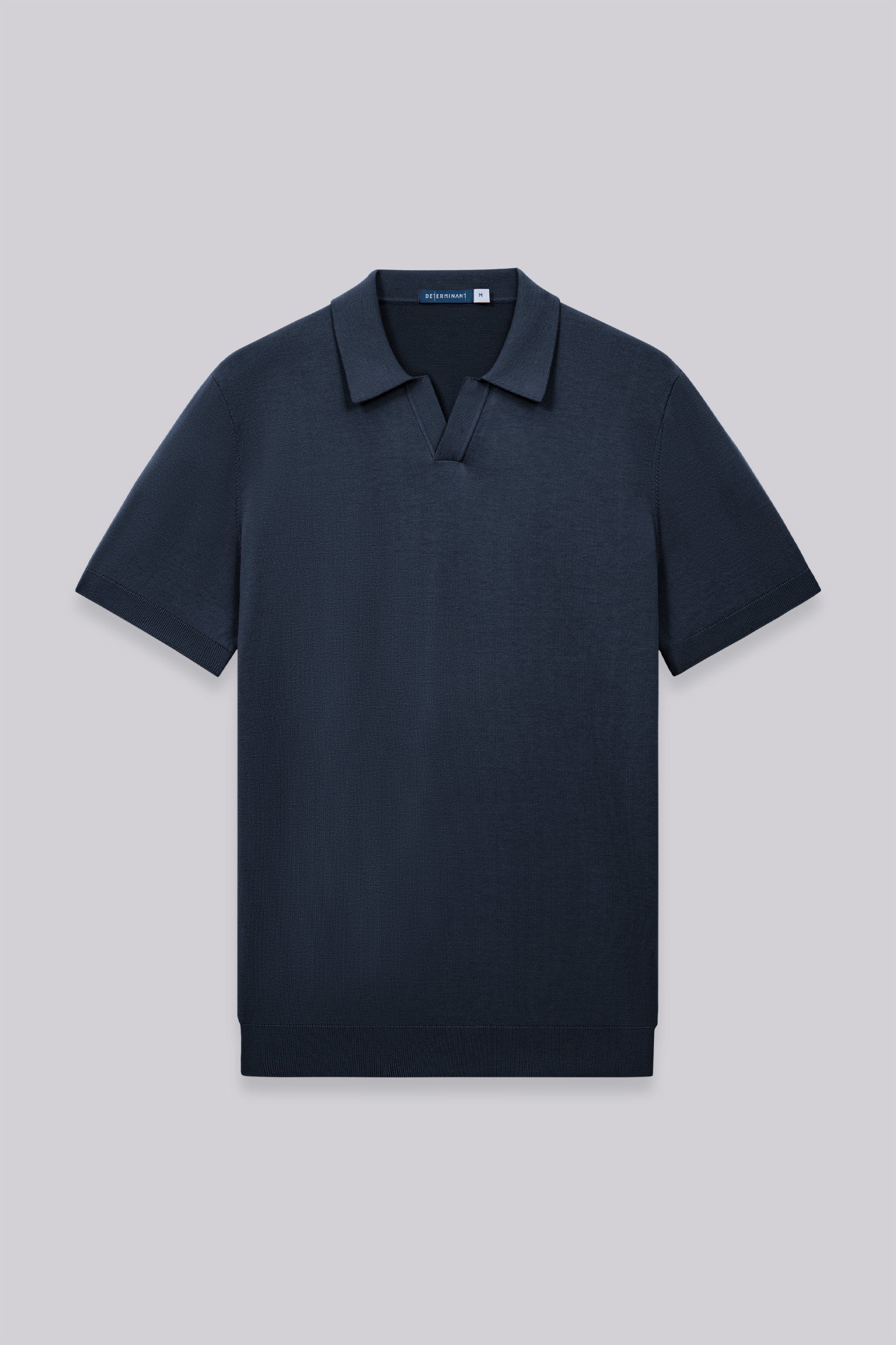 Flat-Knit Buttonless Sweater Polo | Navy 14036N - Image 3