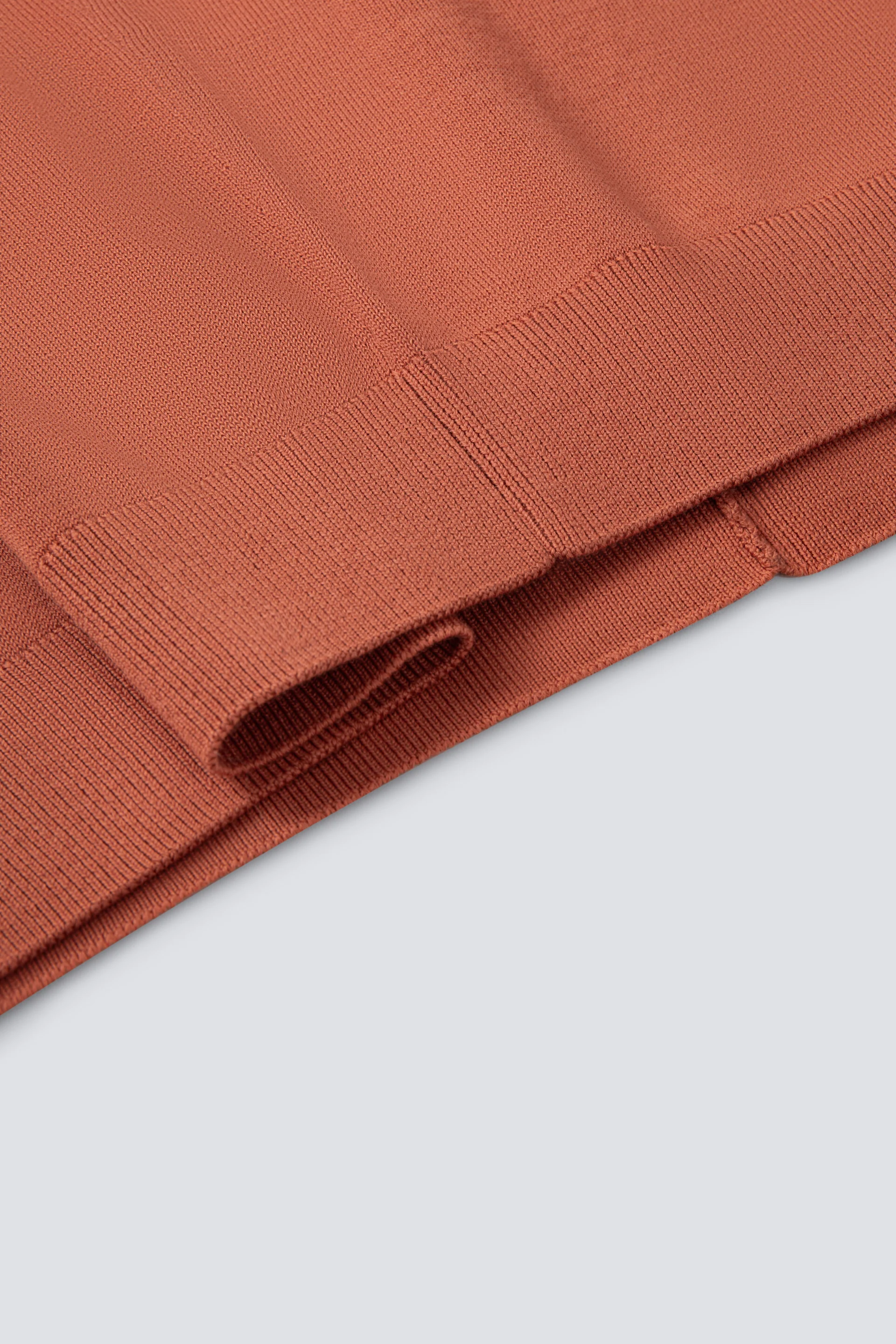 Flat-Knit Buttonless Sweater Polo | Orange Rust PT1447 - Image 7