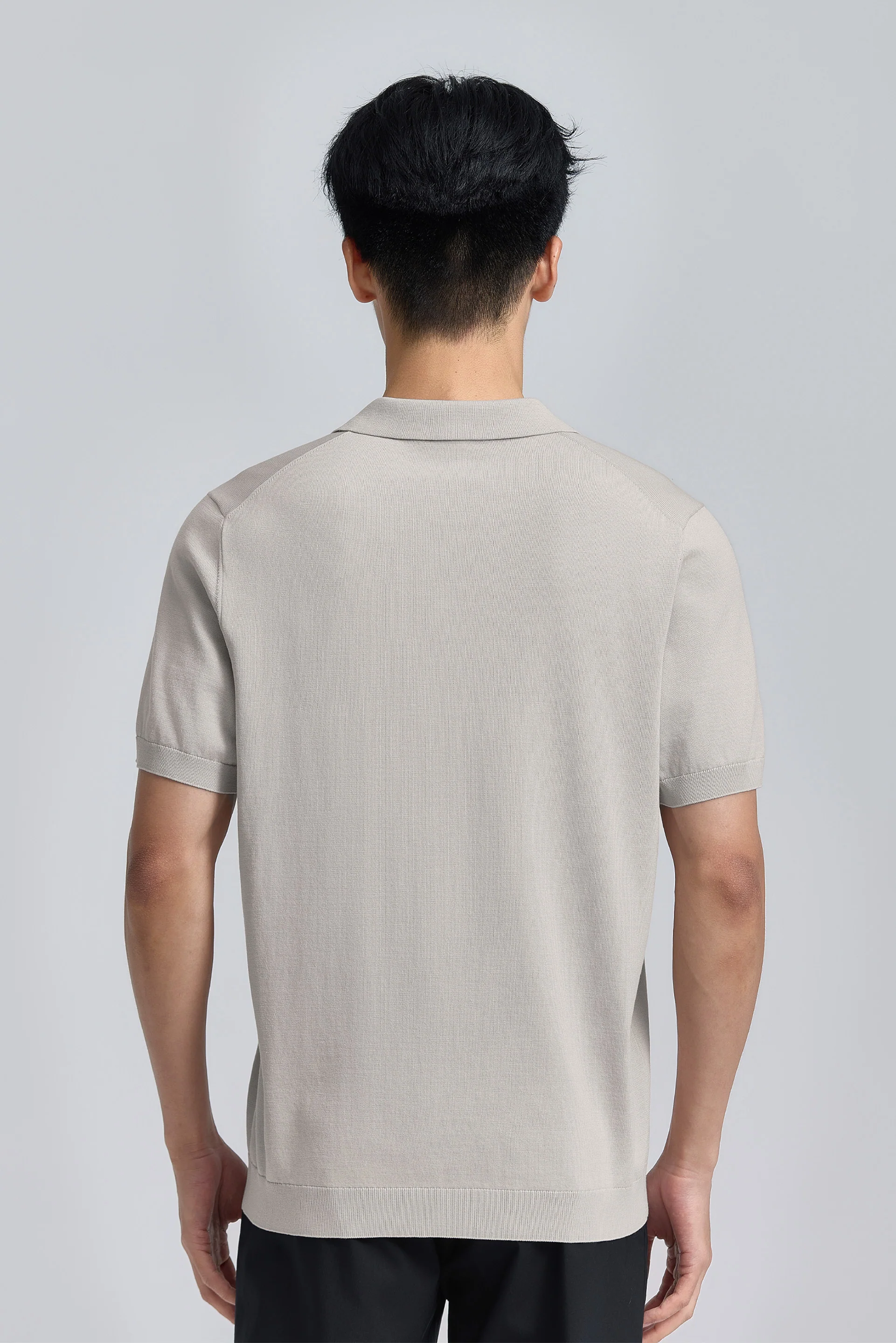 Flat-Knit Buttonless Sweater Polo | Silver Grey PT1400 - Image 8