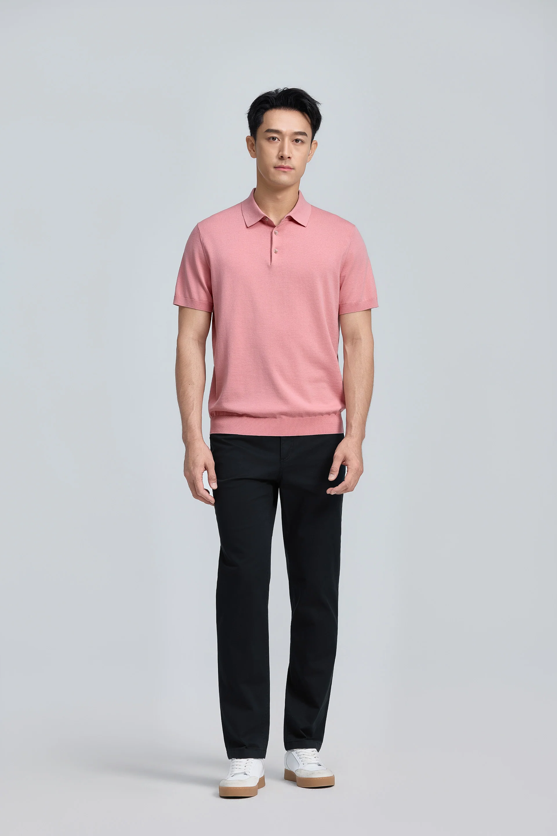 Flat-Knit Three-Button Sweater Polo | Lavender Forest PT1611 - Image 5
