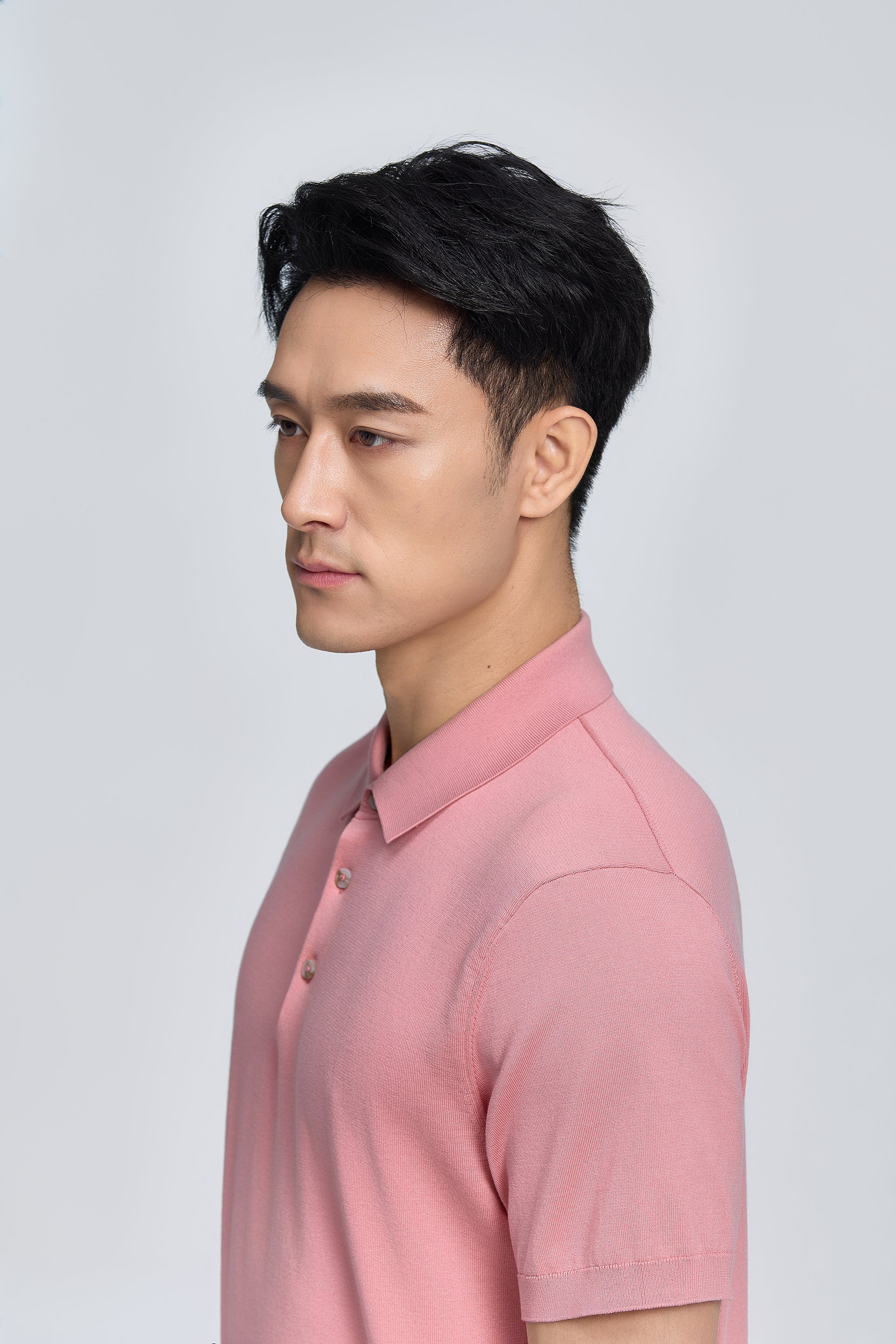 Flat-Knit Three-Button Sweater Polo | Lavender Forest PT1611 - Image 6