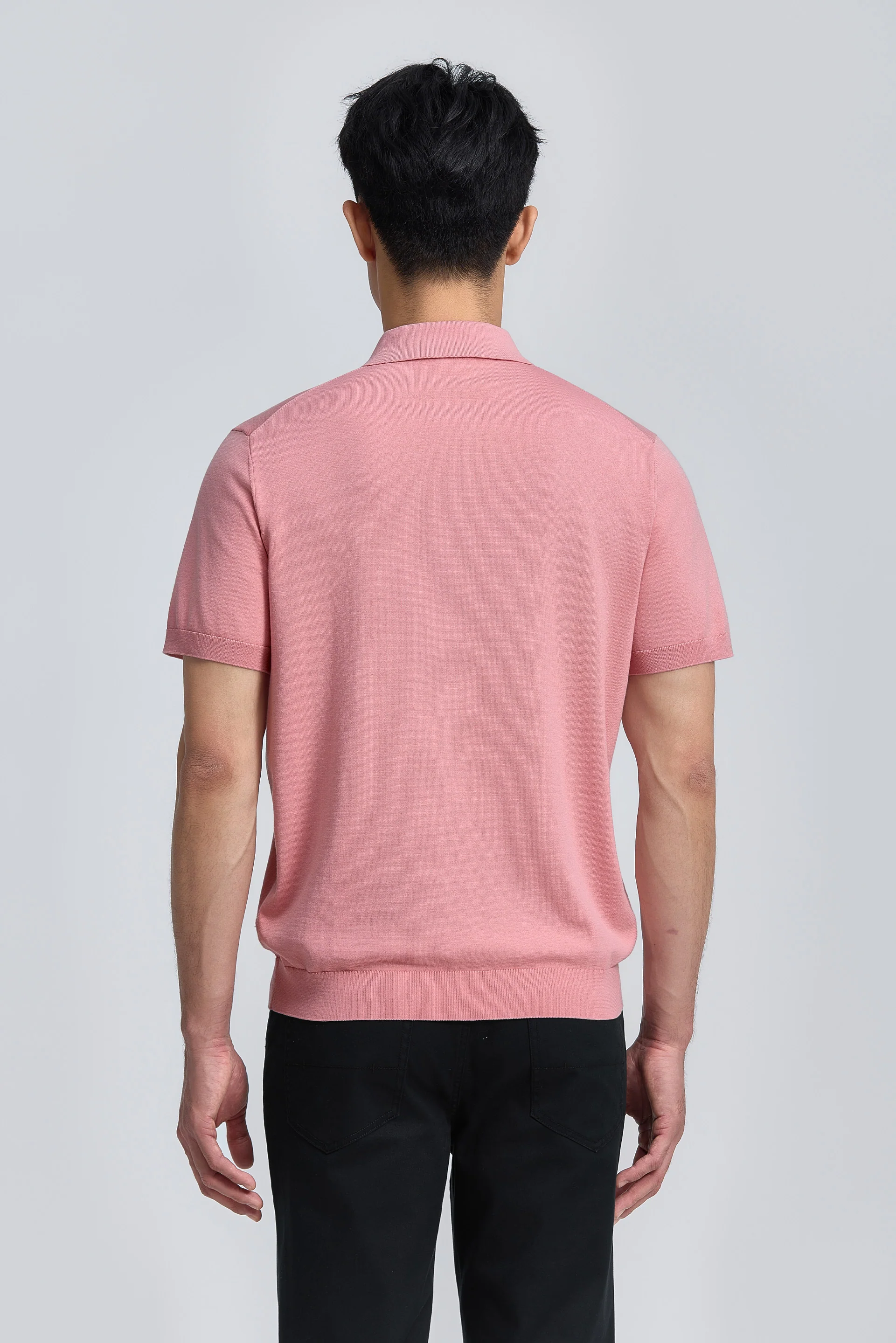 Flat-Knit Three-Button Sweater Polo | Lavender Forest PT1611 - Image 7