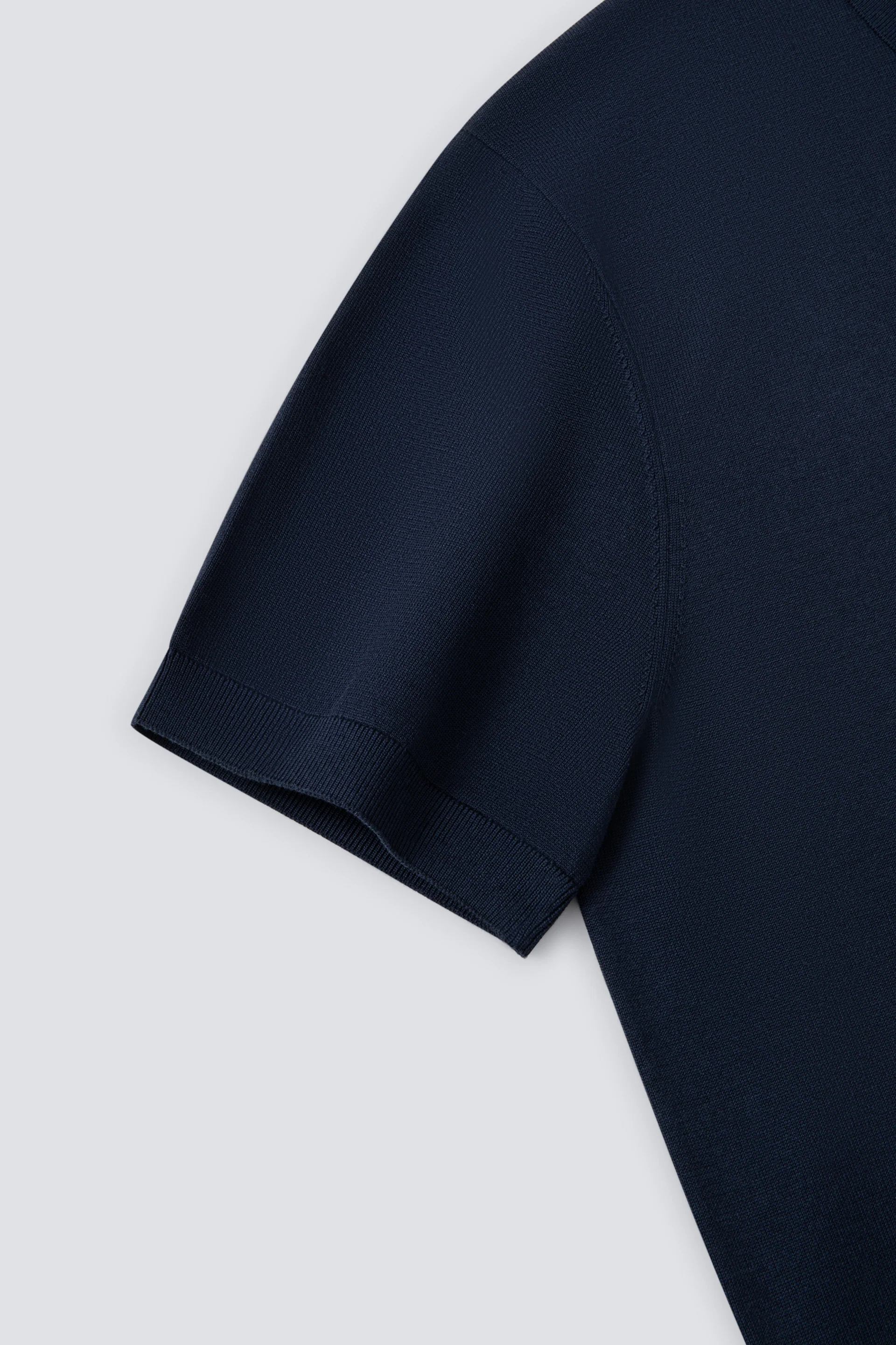 Flat-Knit Three-Button Sweater Polo | Navy 14036N - Image 6
