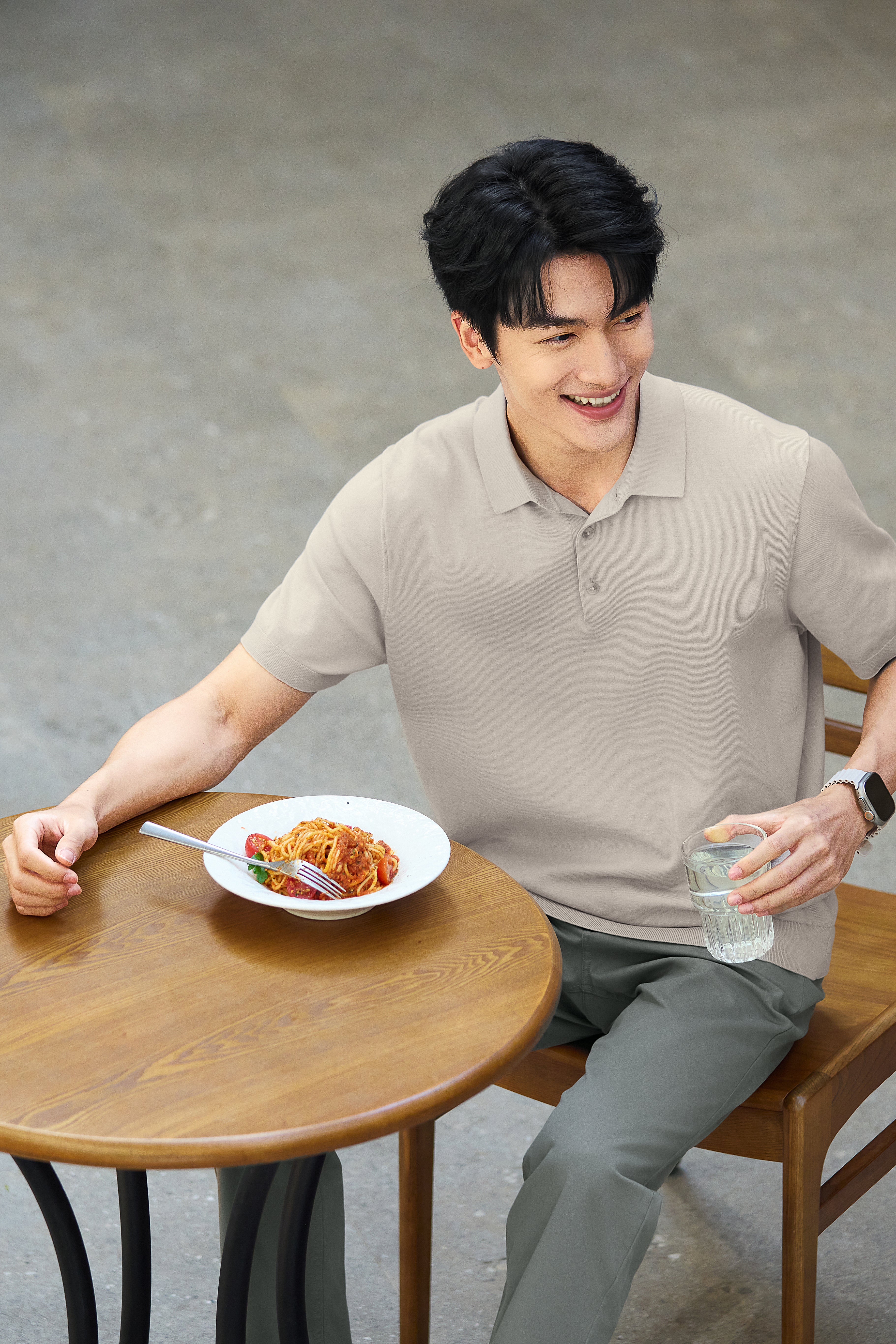 Flat-Knit Three-Button Sweater Polo | Silver Grey PT1400 - Image 3