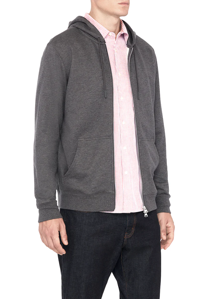 French Terry Zip-Up Hoodie | Dark Grey EBC50Z - Image 3
