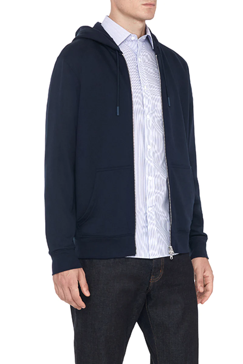 French Terry Zip-Up Hoodie | Navy 14036N - Image 3
