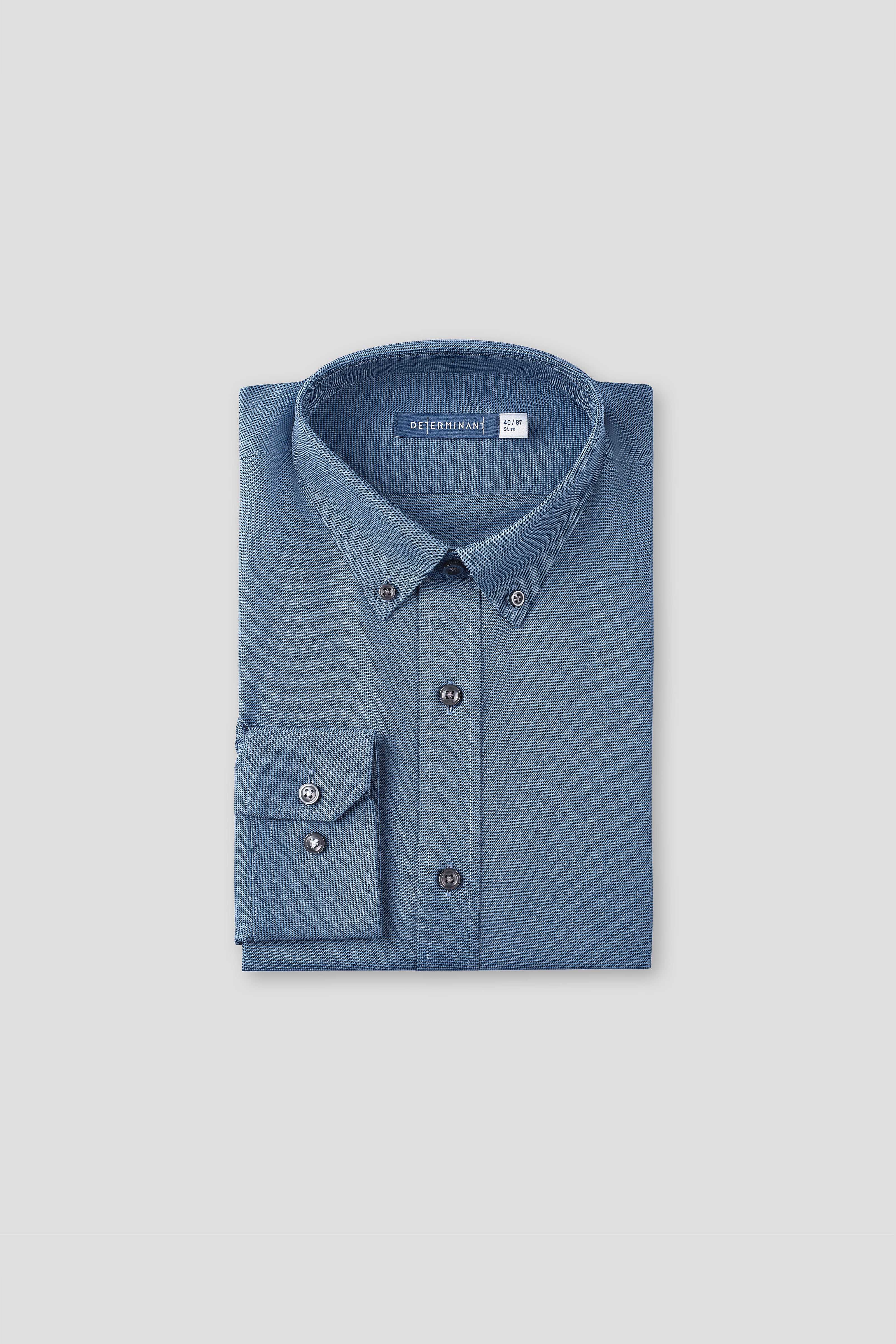 “Frozen in Tones” Waterless Dye Button-Down Dress Shirt | Slate Grid 22818N - Image 5