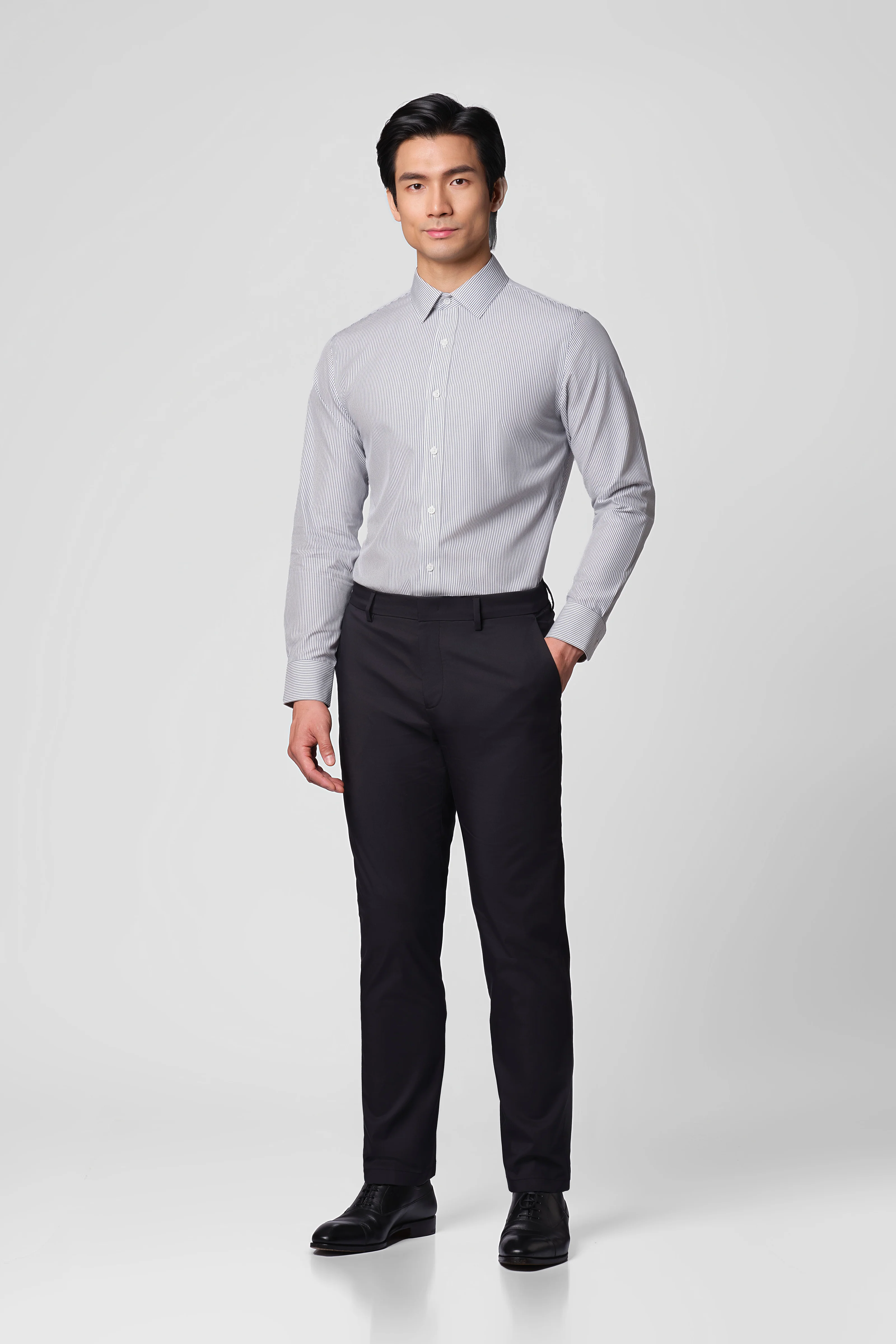 “Frozen in Tones” Waterless Dye Dress Shirt | Iceberg Stripe 22796N - Image 2