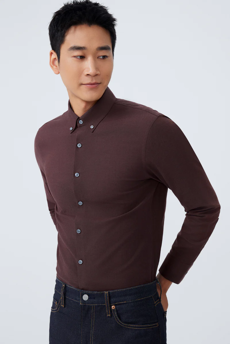 HeatGuard Flannel Button-Down Smart Shirt | Brown BRE102 - Image 3