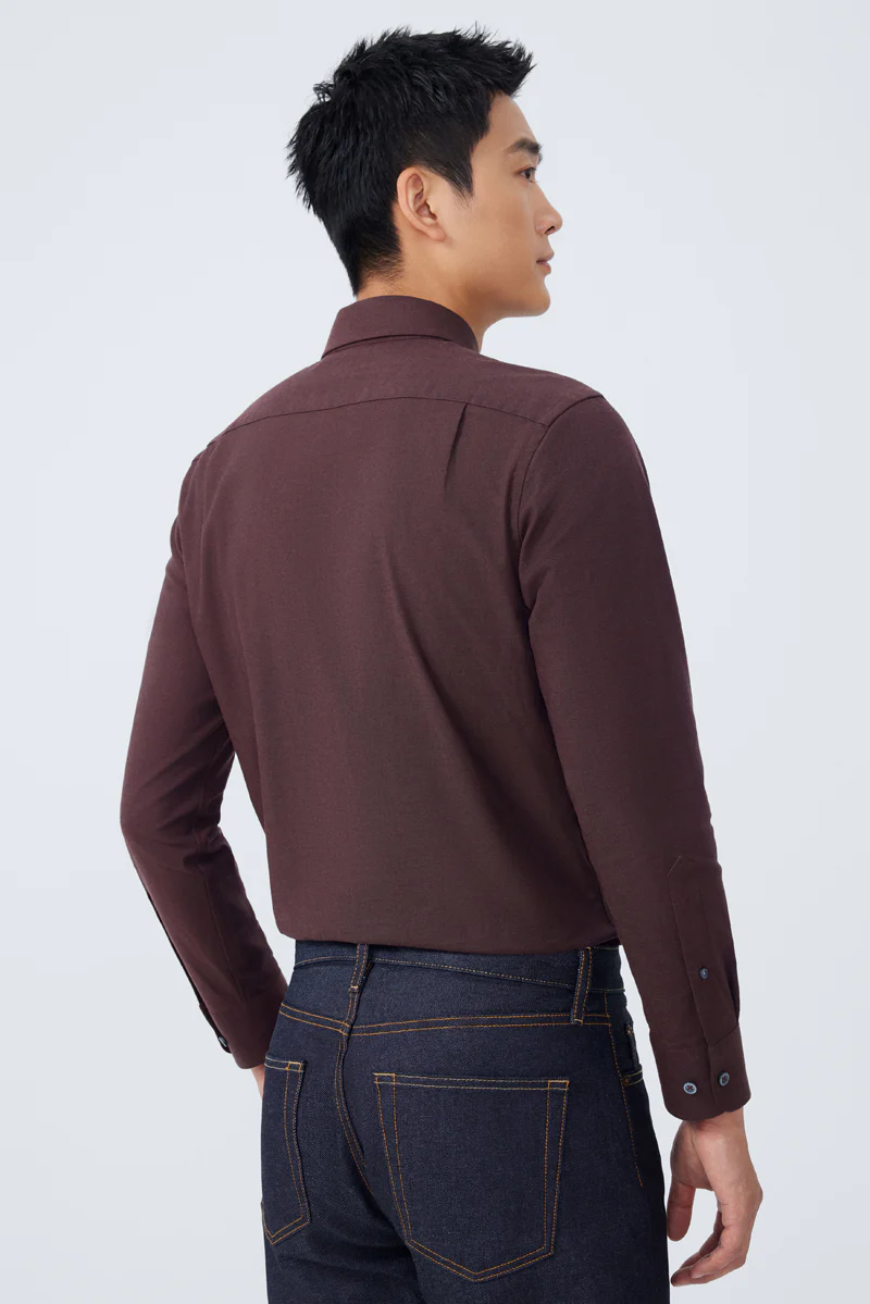 HeatGuard Flannel Button-Down Smart Shirt | Brown BRE102 - Image 4