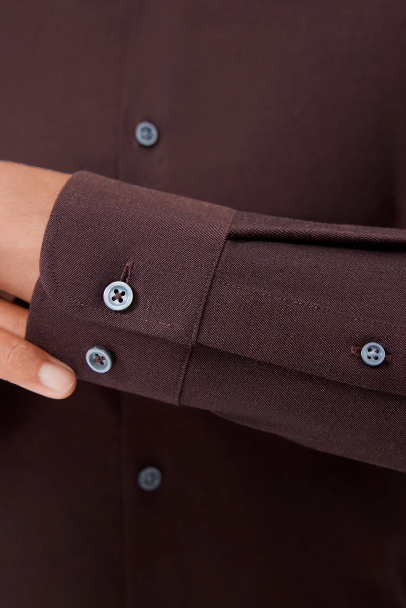 HeatGuard Flannel Button-Down Smart Shirt | Brown BRE102 - Image 5