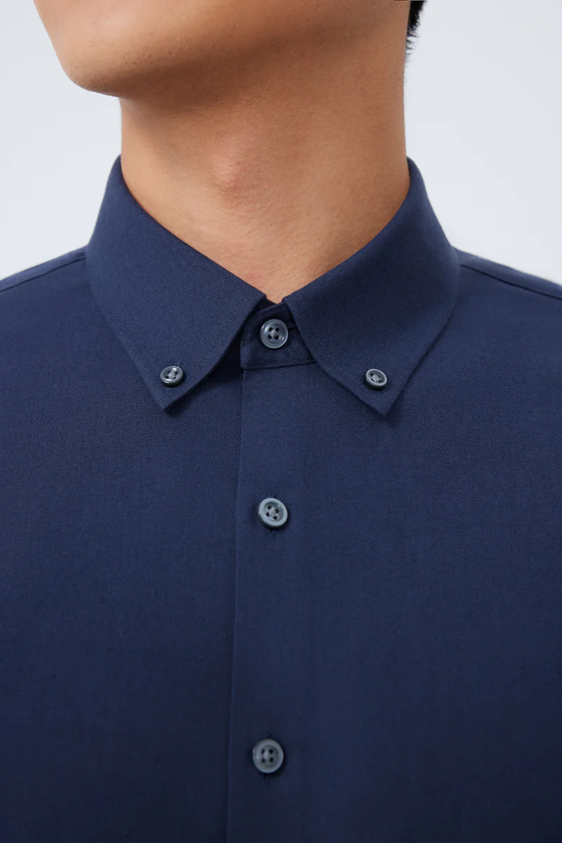 HeatGuard Flannel Button-Down Smart Shirt | Navy NYE069 - Image 2