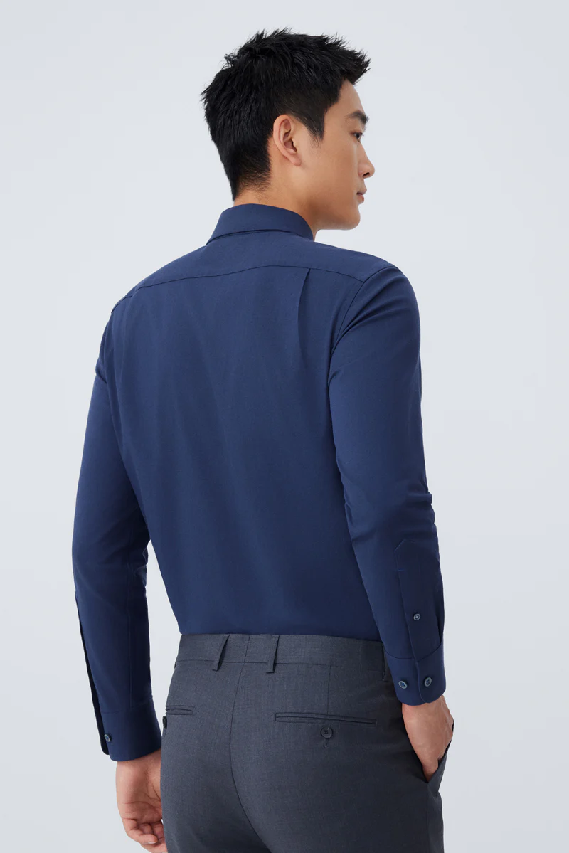 HeatGuard Flannel Button-Down Smart Shirt | Navy NYE069 - Image 4