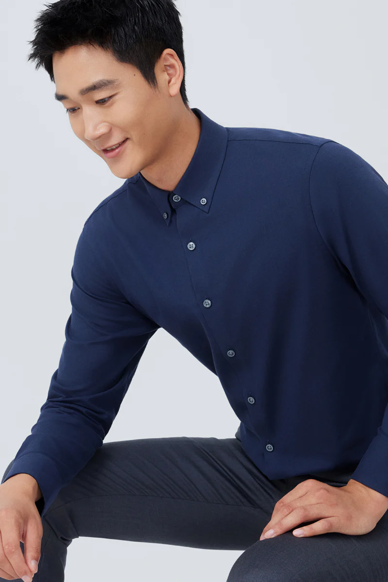 HeatGuard Flannel Button-Down Smart Shirt | Navy NYE069 - Image 5