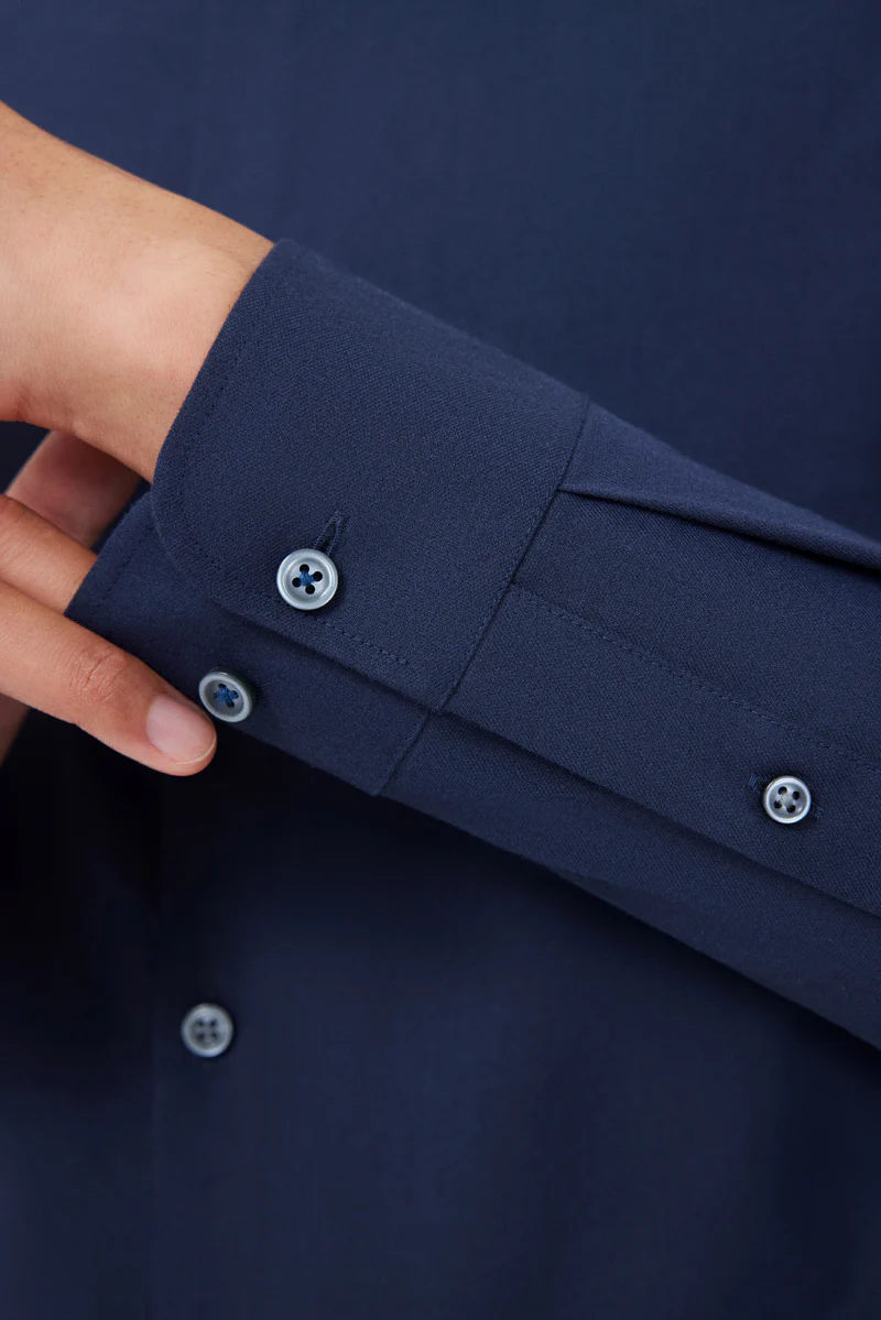 HeatGuard Flannel Button-Down Smart Shirt | Navy NYE069 - Image 6
