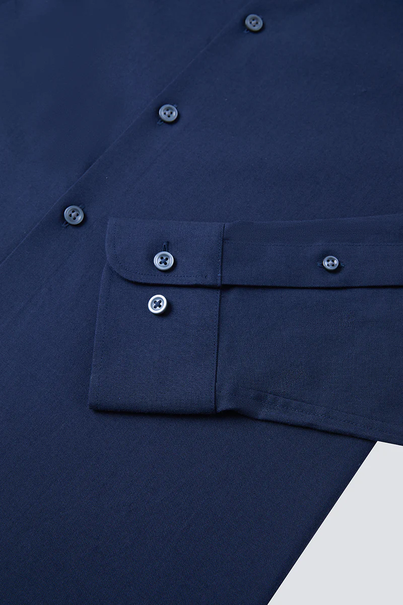 HeatGuard Flannel Button-Down Smart Shirt | Navy NYE069 - Image 8