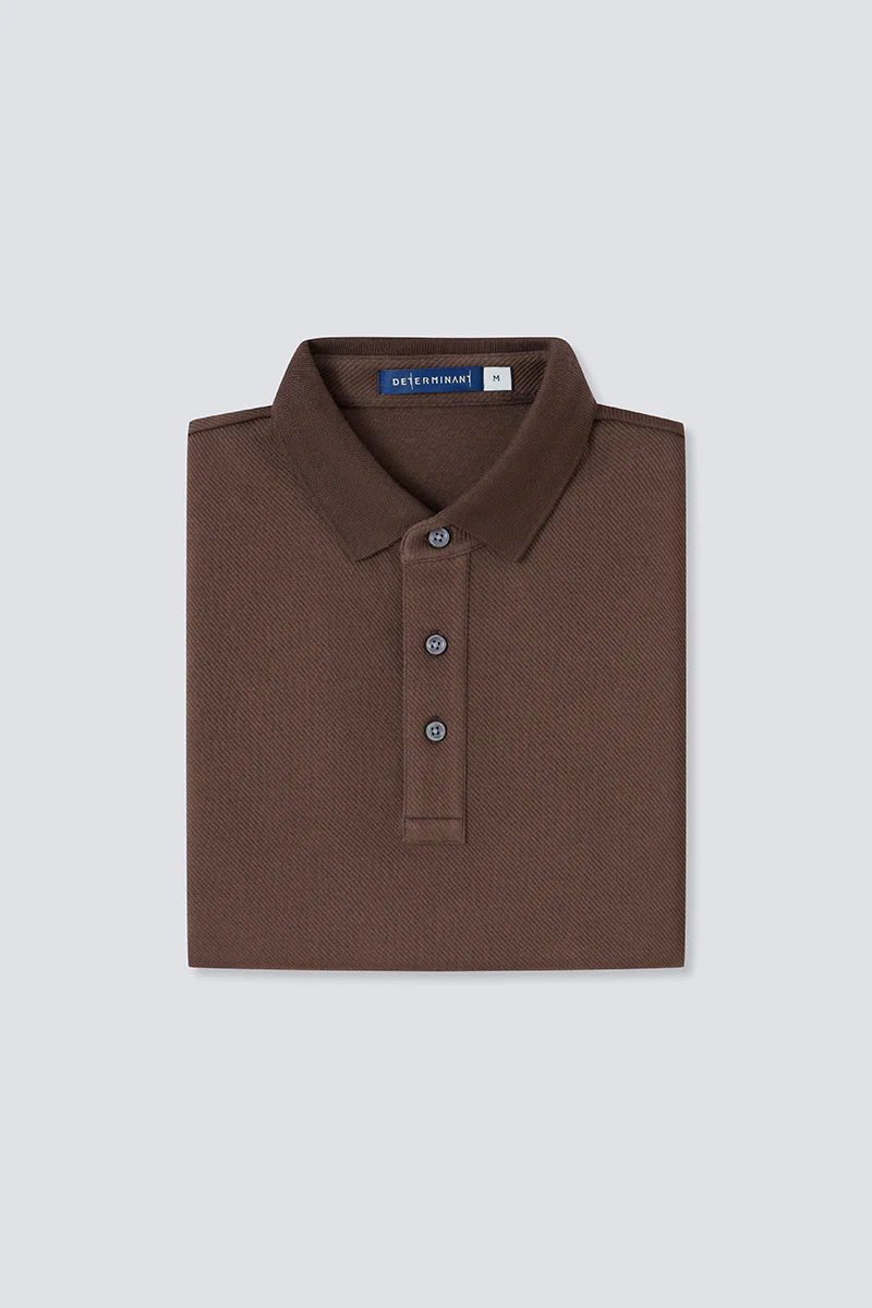 HeatGuard Jacquard Long Sleeve Polo | Brown BRE054 - Image 11