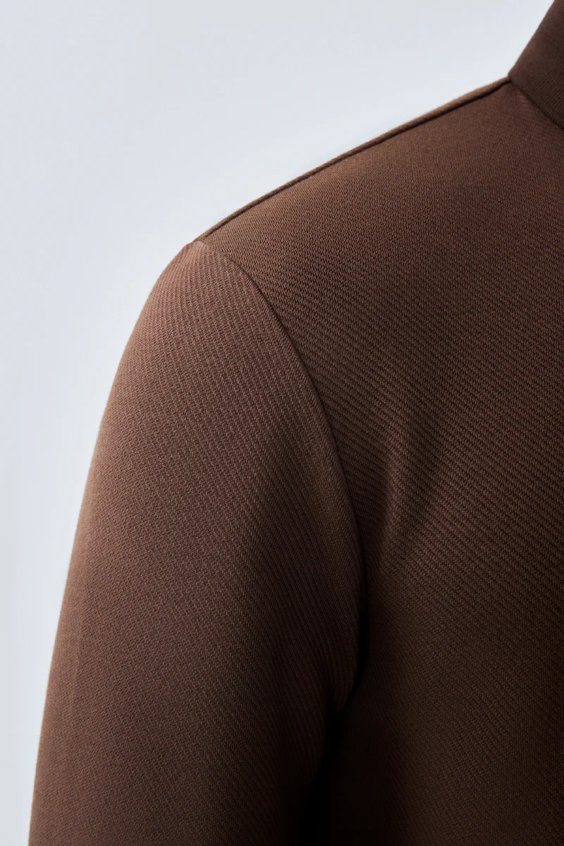HeatGuard Jacquard Long Sleeve Polo | Brown BRE054 - Image 5