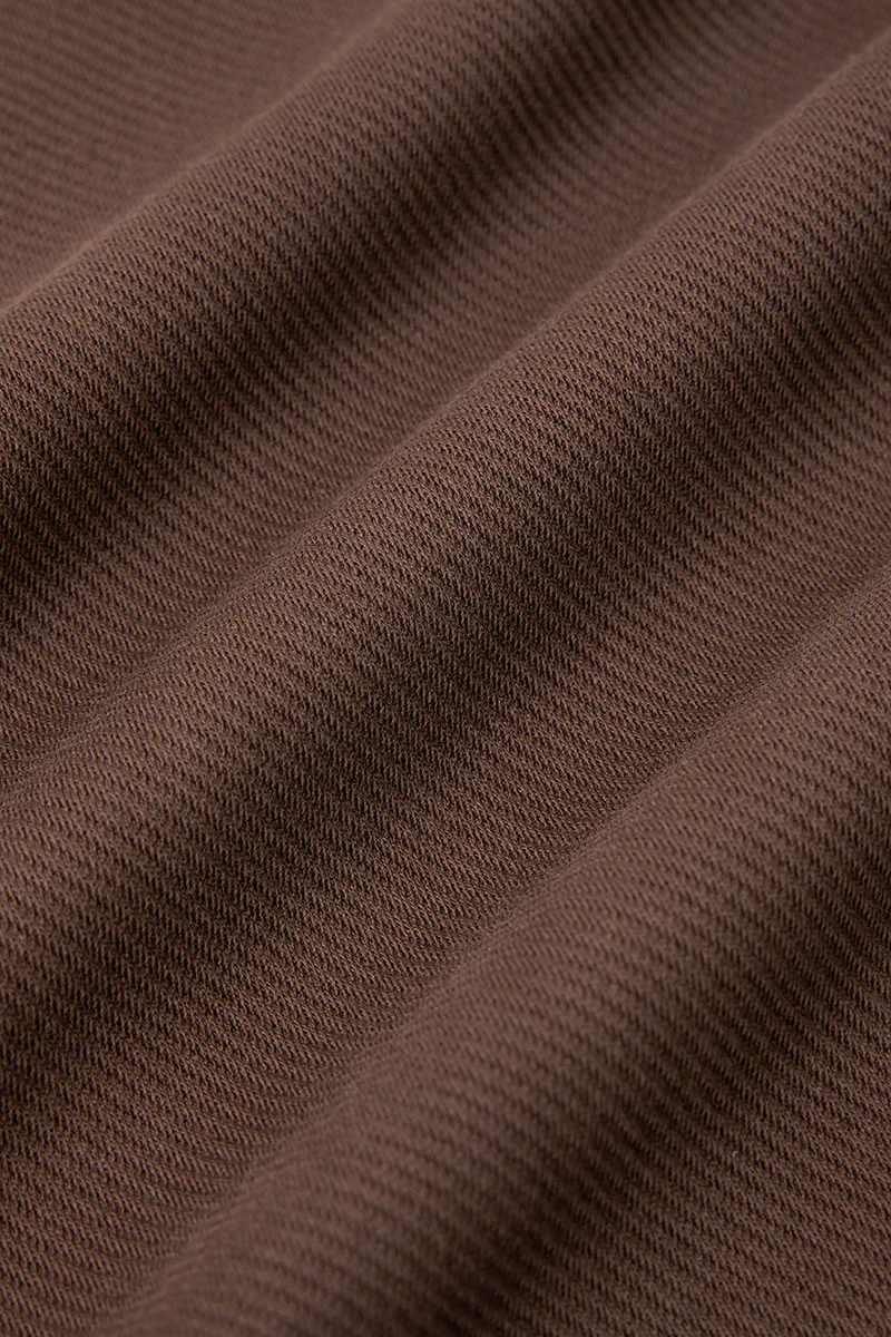 HeatGuard Jacquard Long Sleeve Polo | Brown BRE054 - Image 9