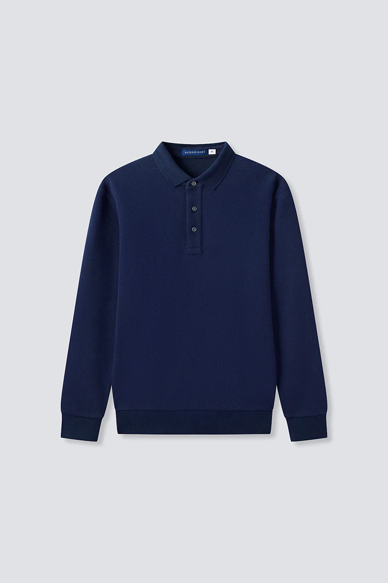 HeatGuard Jacquard Long Sleeve Polo | Navy NNY096 - Image 10