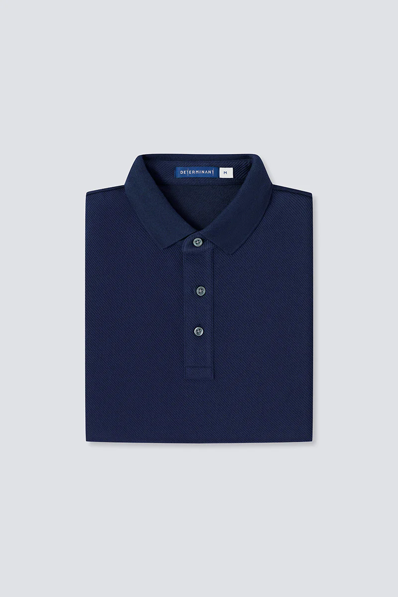 HeatGuard Jacquard Long Sleeve Polo | Navy NNY096 - Image 11