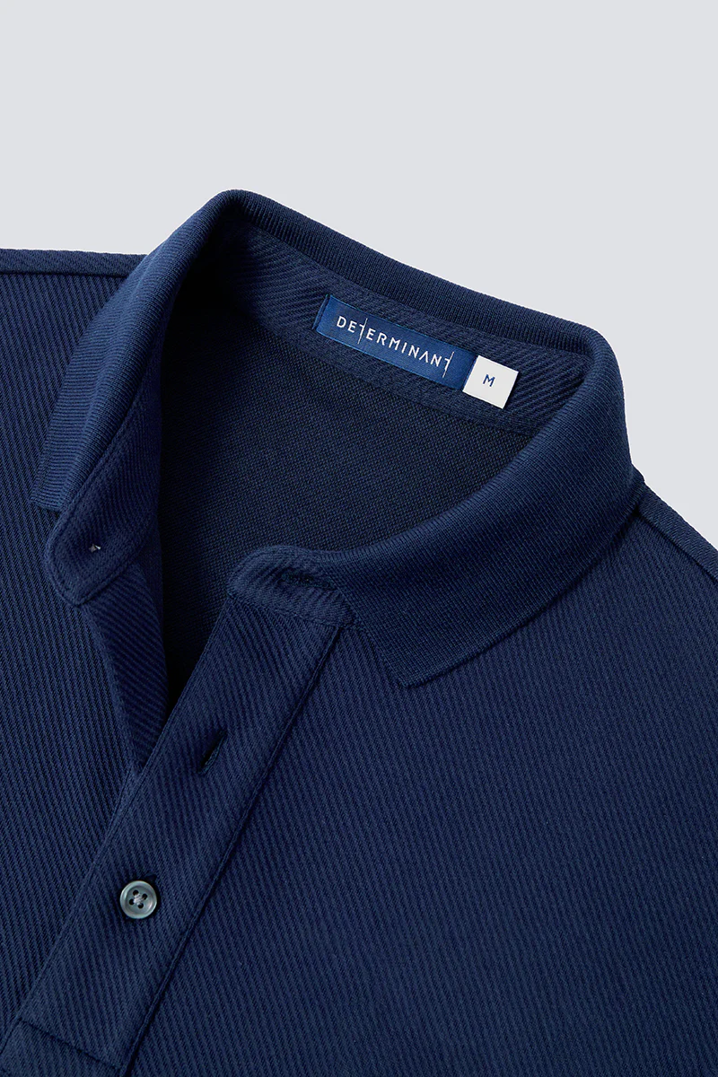 HeatGuard Jacquard Long Sleeve Polo | Navy NNY096 - Image 7