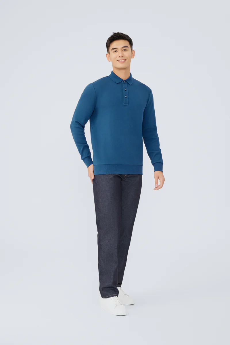 HeatGuard Jacquard Long Sleeve Polo | Teal PT4126 - Image 3