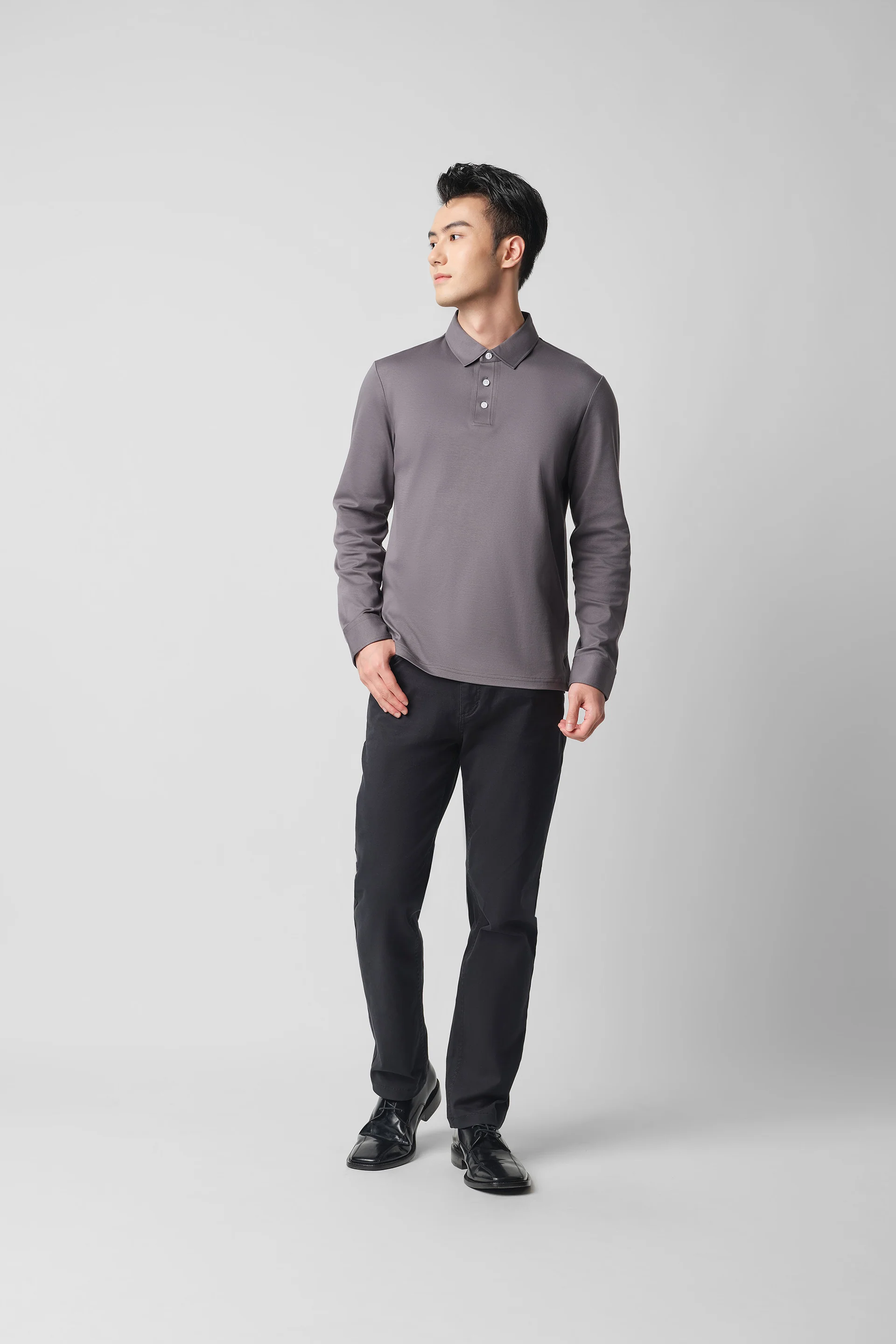 HeatGuard Long Sleeve Polo | Grey GYE149 - Image 7
