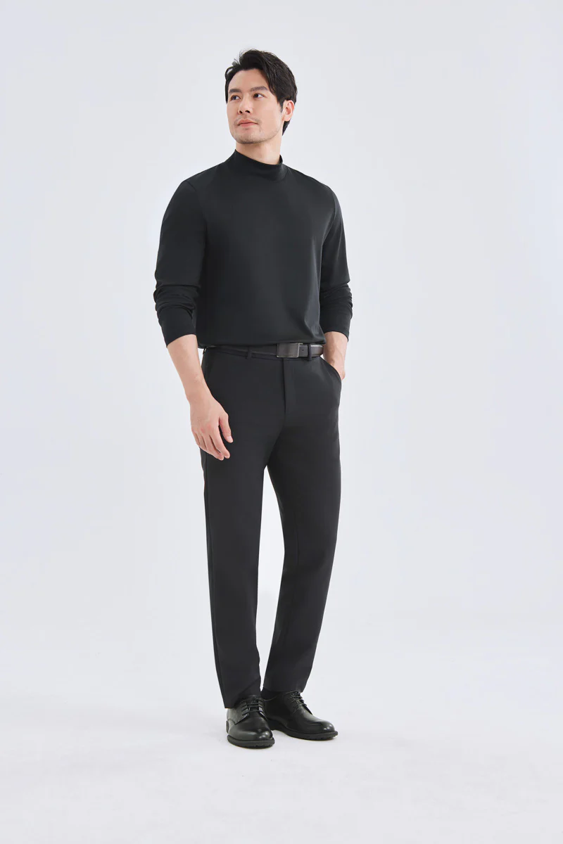 HeatGuard Mock Neck Long Sleeve T-Shirt | Black BKFD01 - Image 4