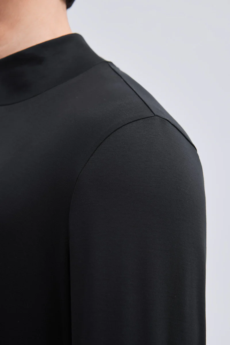HeatGuard Mock Neck Long Sleeve T-Shirt | Black BKFD01 - Image 5