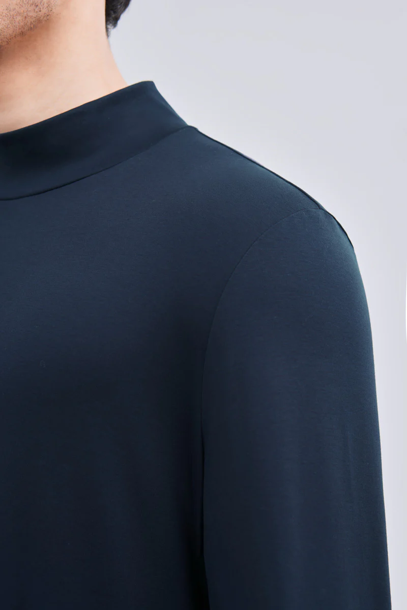 HeatGuard Mock Neck Long Sleeve T-Shirt | Navy NNY096 - Image 5