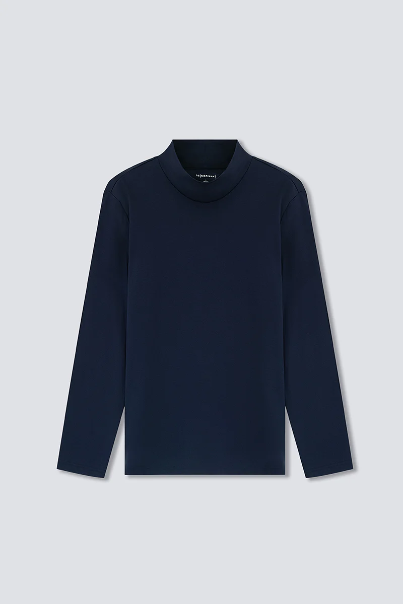 HeatGuard Mock Neck Long Sleeve T-Shirt | Navy NNY096 - Image 6