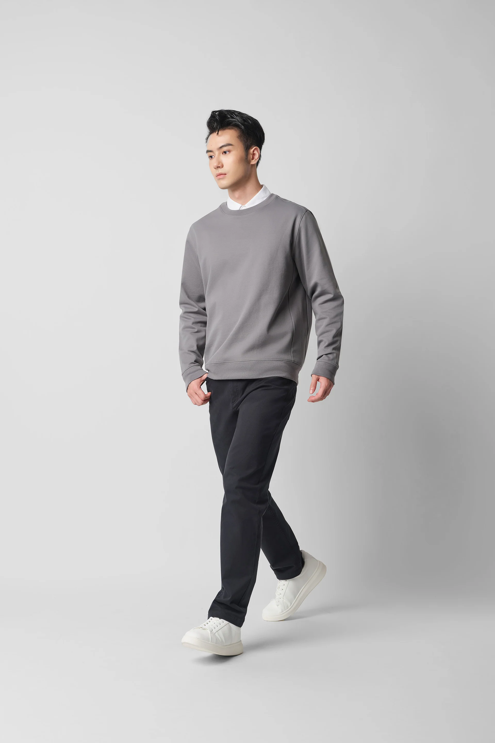 HeatGuard Twill Jacquard Crew Neck Sweatshirt | Grey GYE145 - Image 6