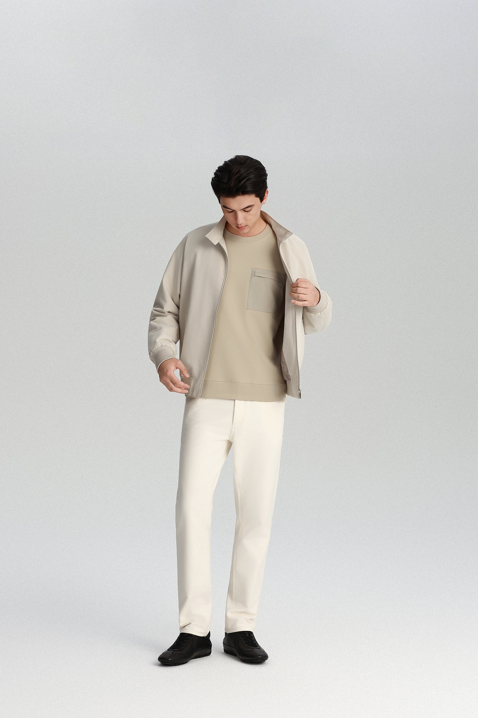 HeatGuard Twill Jacquard Patch Pocket Sweatshirt | Light Khaki PT1306 - Image 6