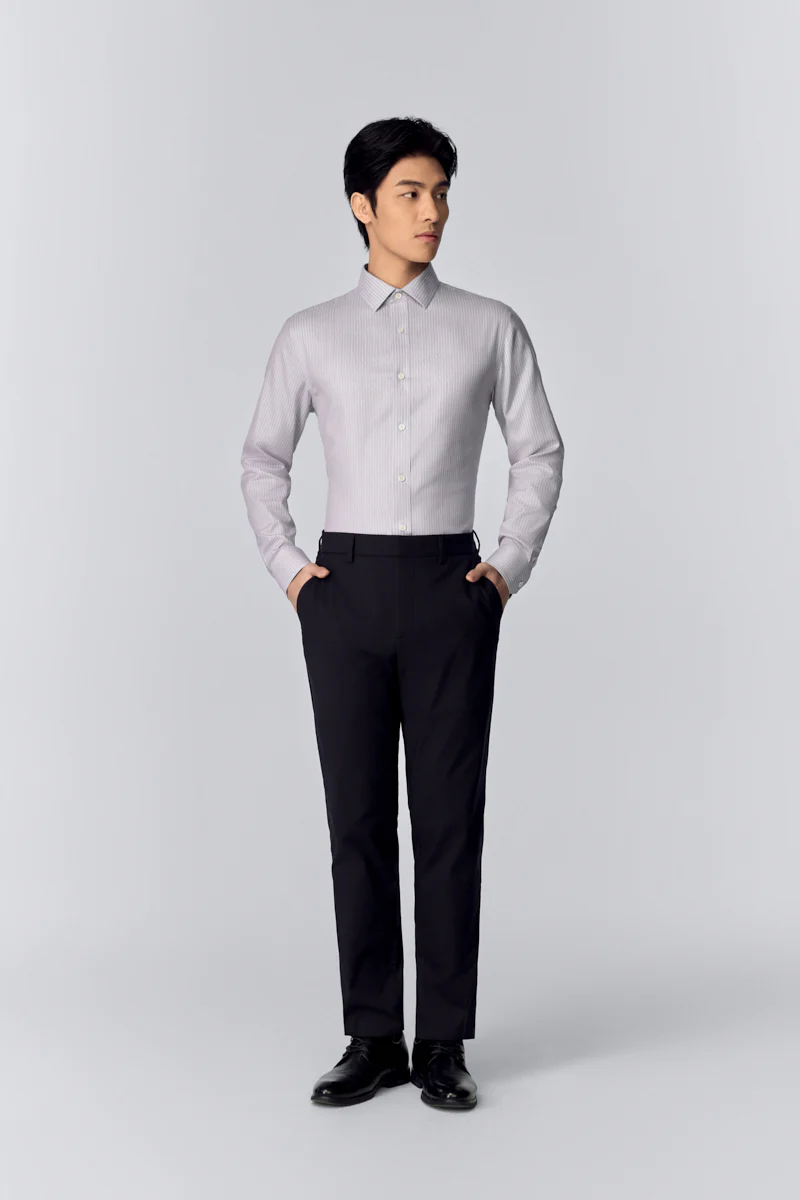 InstantCool Dobby Dress Shirt | Grey Stripes 19390N - Image 3