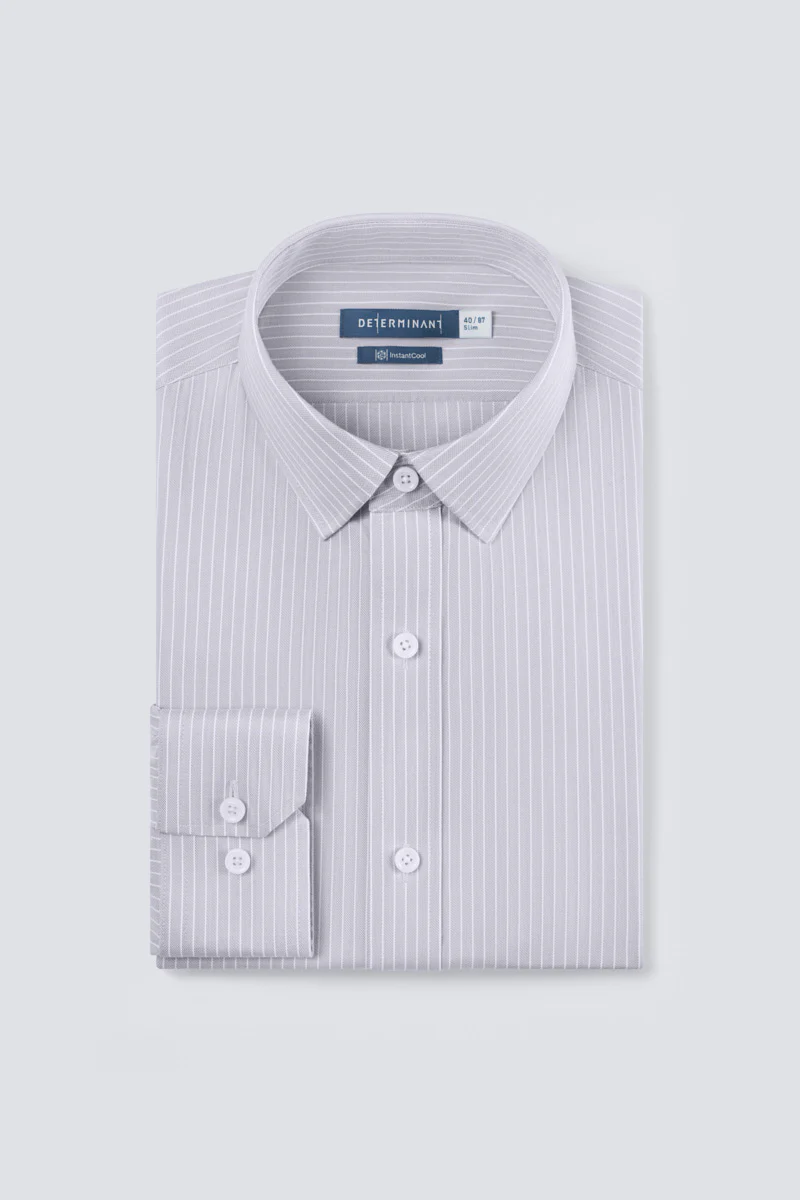 InstantCool Dobby Dress Shirt | Grey Stripes 19390N - Image 4