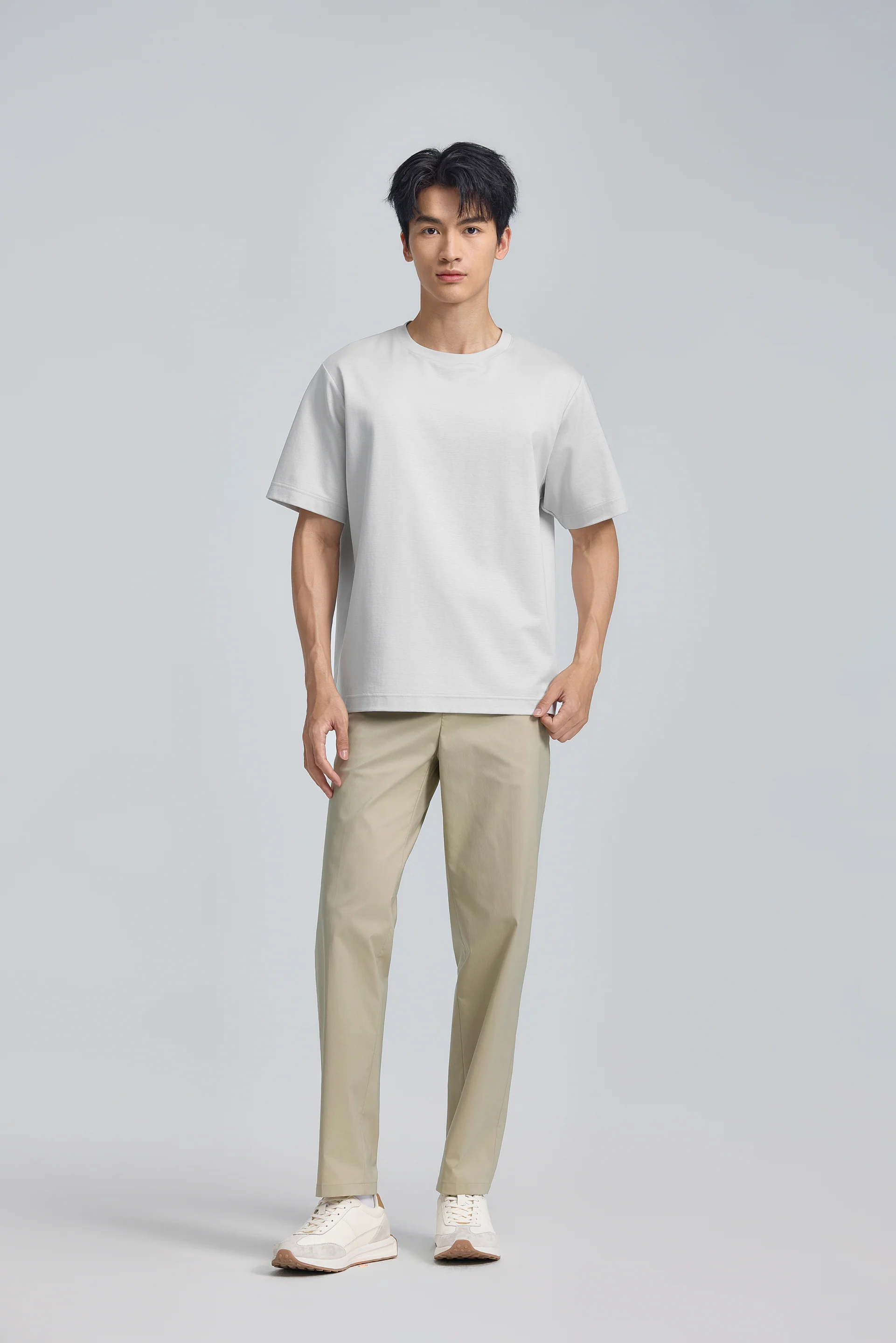 InstantCool Double-Face Knit Crew Neck T-shirt | Light Grey GYFL01 - Image 3