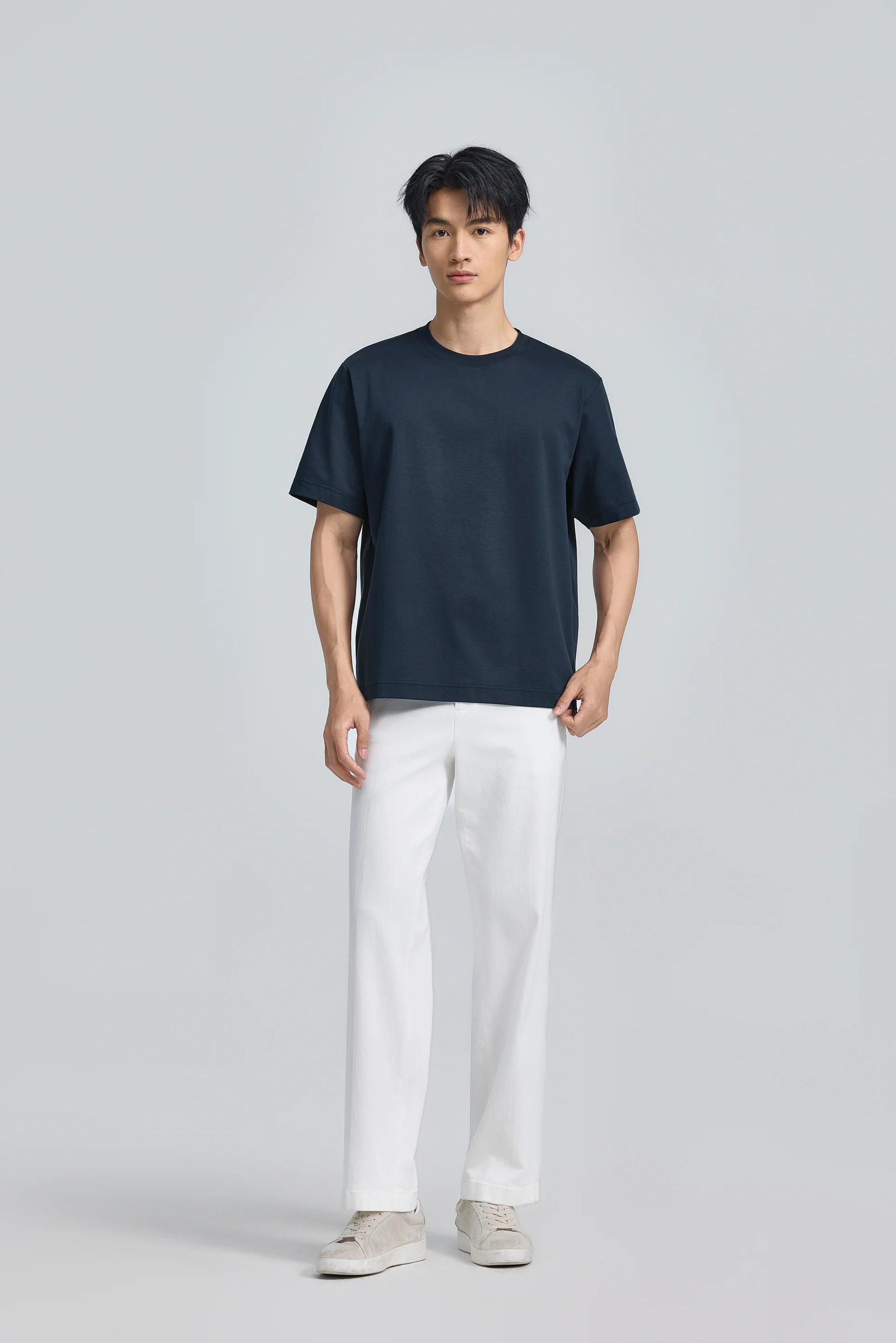 InstantCool Double-Face Knit Crew Neck T-shirt | Navy 14036N - Image 3