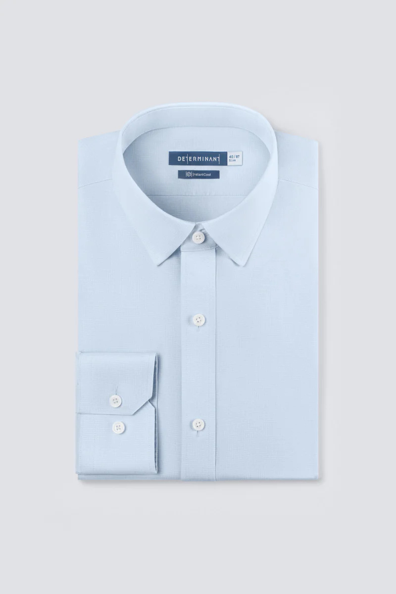 InstantCool Twill Dress Shirt | Light Blue Semi Plain 16220N - Image 3
