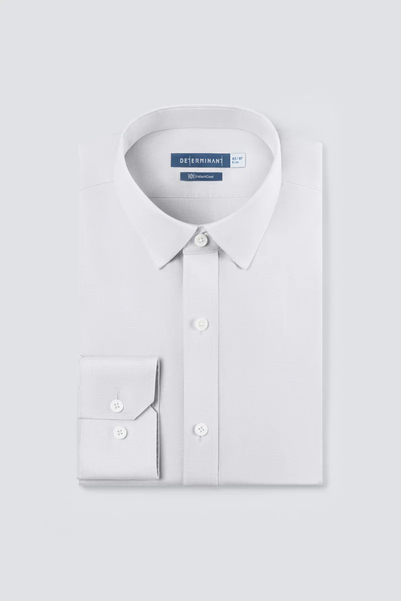 InstantCool Twill Dress Shirt | Pale Grey Semi Plain 19490N - Image 3