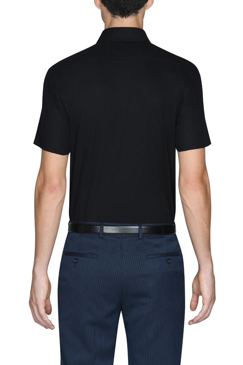 Knit Short Sleeve Smart Shirt | Black BKFD01 - Image 4