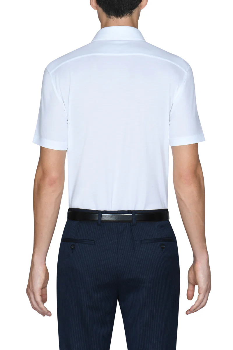 Knit Short Sleeve Smart Shirt | White WH001Z - Image 4