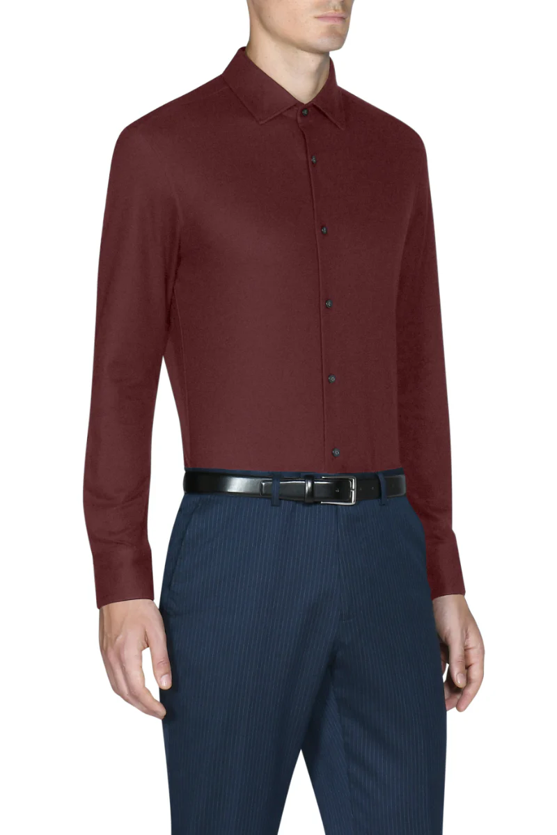 Knit Smart Shirt | Burgundy RDE179 - Image 3