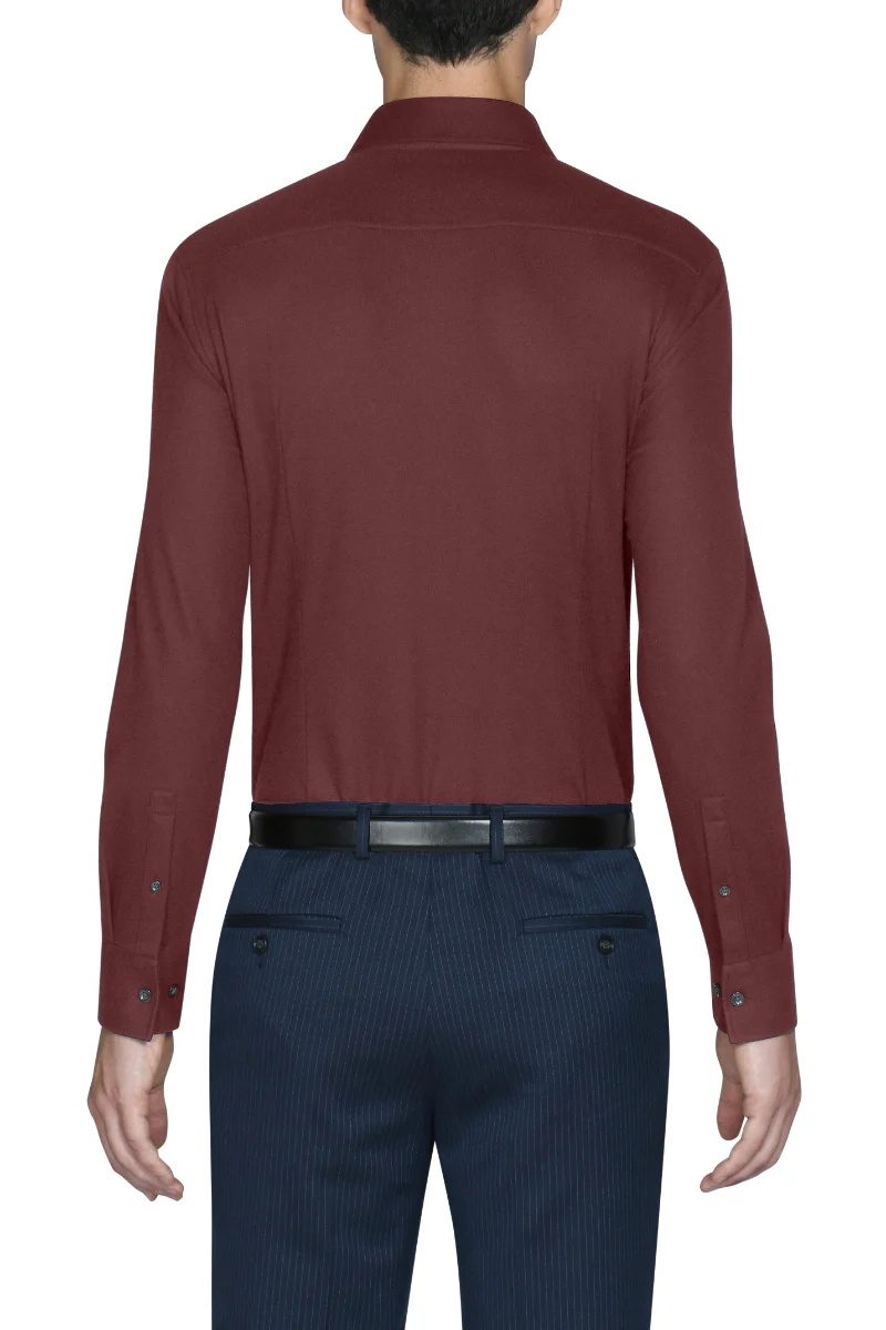 Knit Smart Shirt | Burgundy RDE179 - Image 4